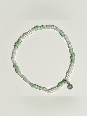 2/$12 Light Green & Clear Beaded Bracelet